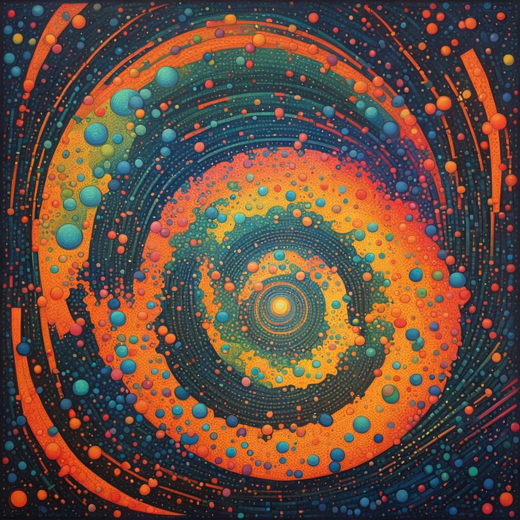 Abstract Neon Geometric Art Nouveau Composition