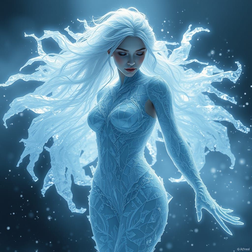 Icy Woman: A Matte Painting of Frozen Beauty