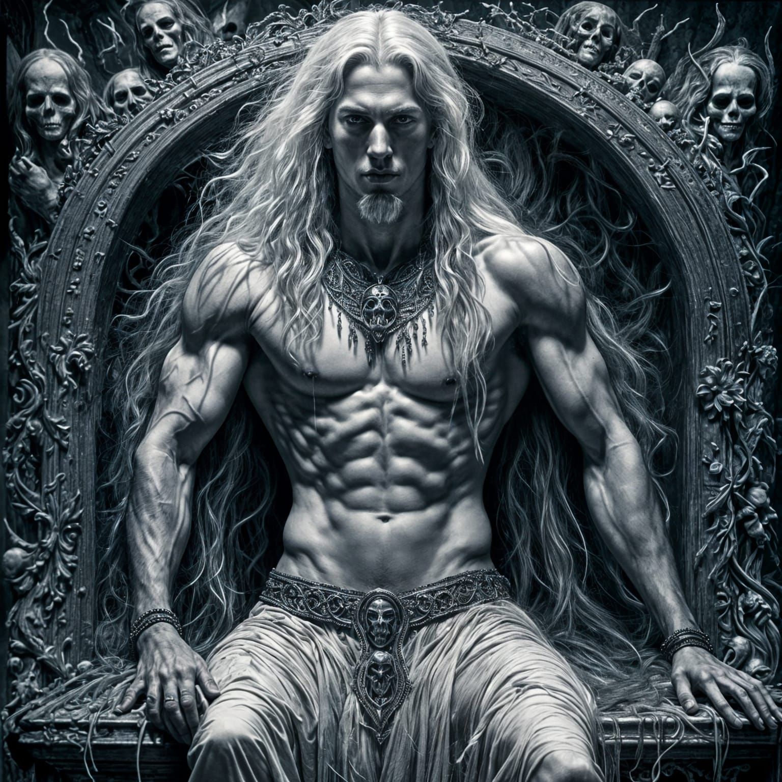 Ghostly Man Rises from Coffin in Spectral Light