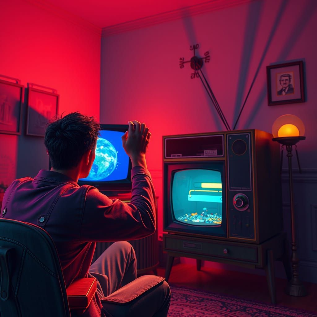 Fantastical Matte Painting of TV Antenna Adjustment