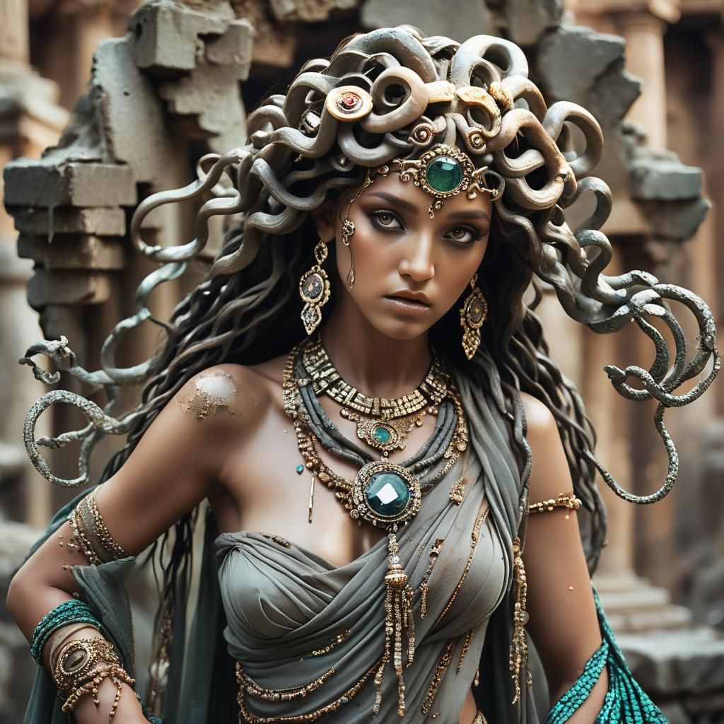 Sorrowful Medusa Portrait in Soft Natural Light