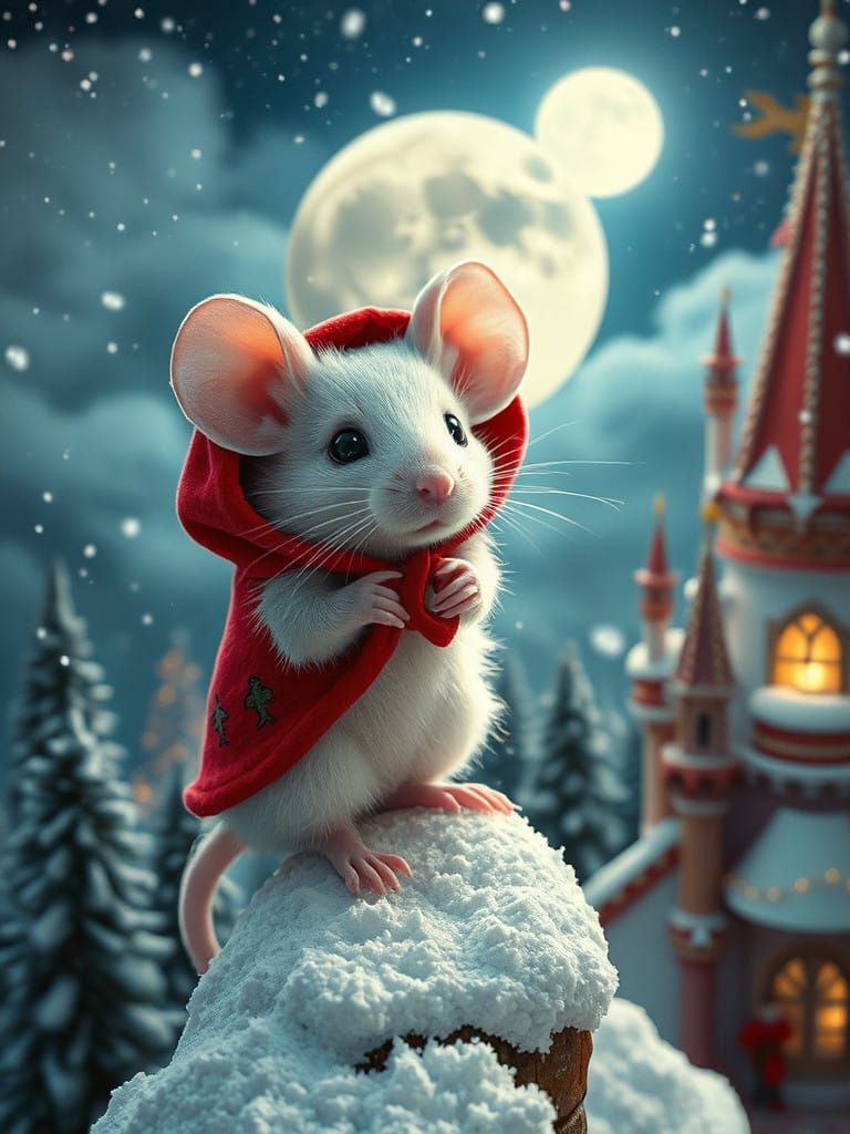 Mysterious Christmas Fantasy Portrait in Whimsical 35mm Styl...