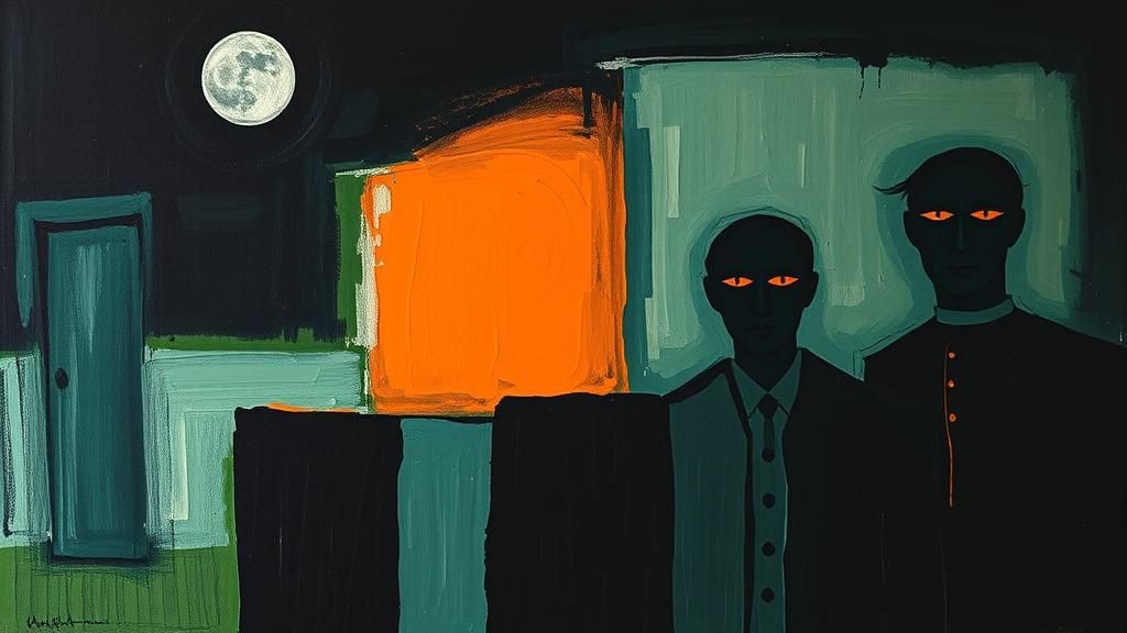 Expressionistic Big Lebowski in Dark Blues and Greens