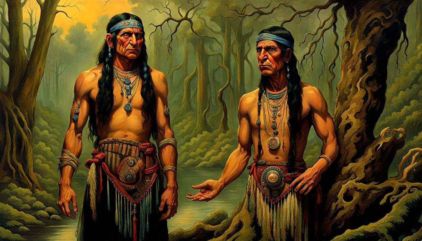 Fortune Teller in Louisiana Bayou: Neo-Primitivism Style