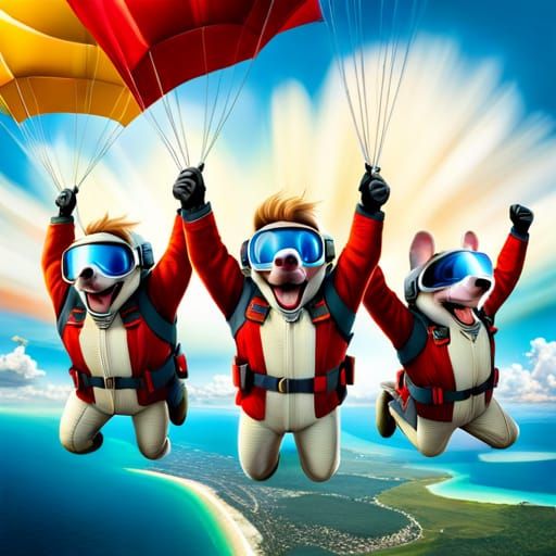 Mice Skydiving Competition in Animated Style