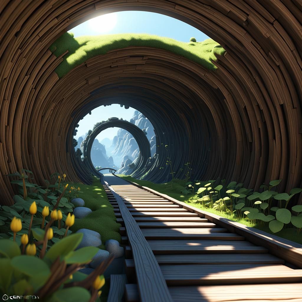 Hamster in Tunnel: Detailed 3D Anime Art