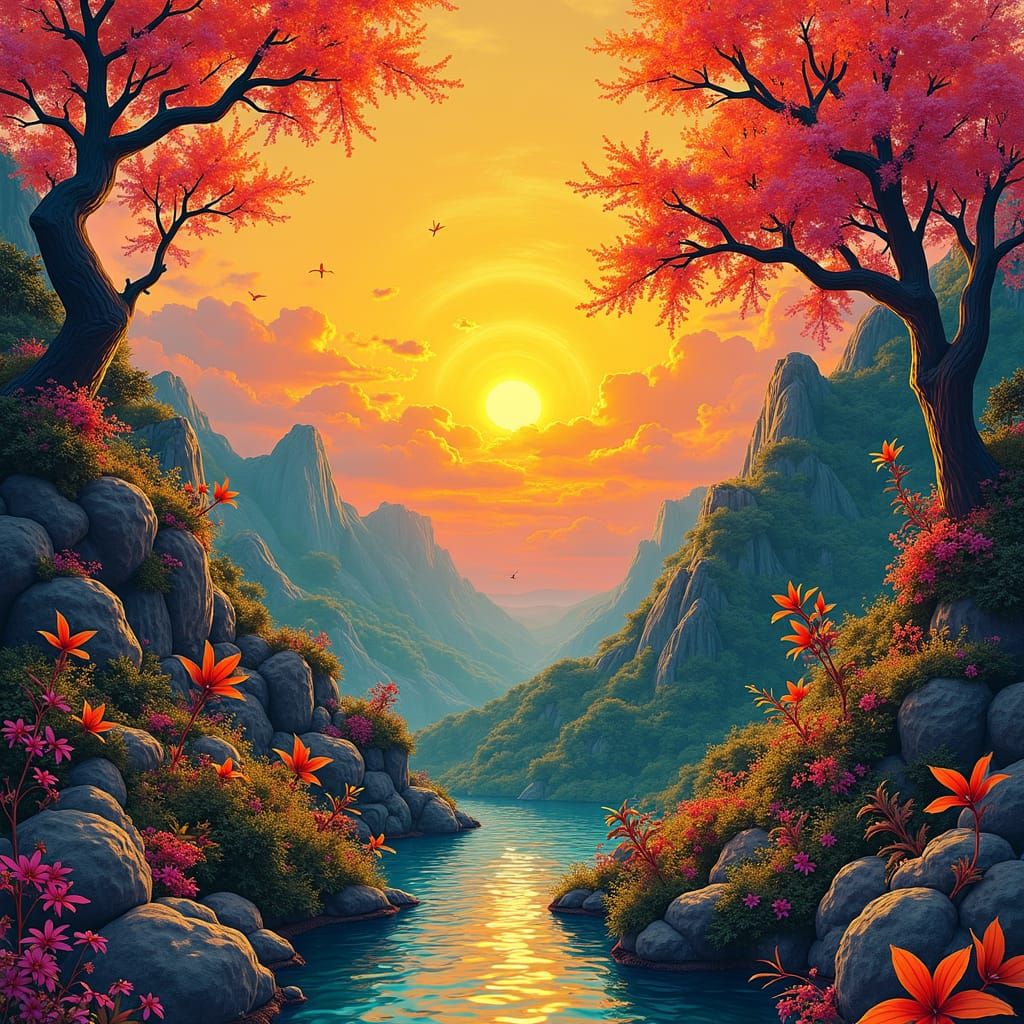 Vibrant World Peace Graffiti Art at Sunset