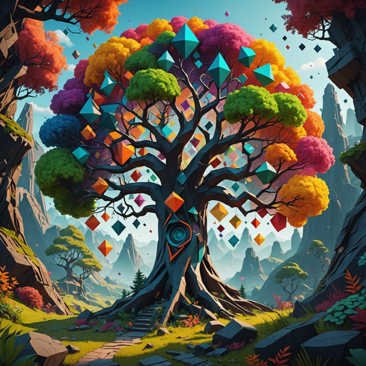 Geometric Abstract Tree in Detailed Matte Painting