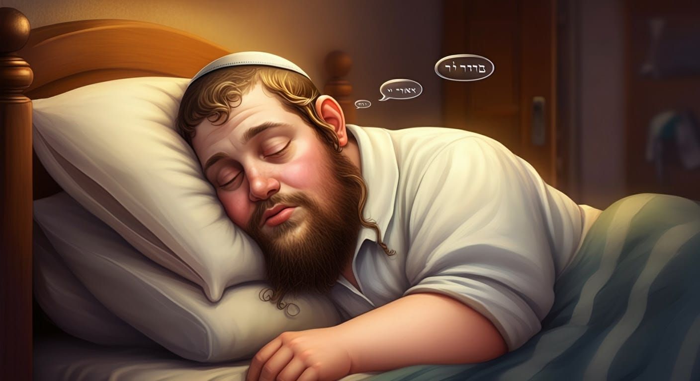 Digital Portrait of a Slumbering Hasidic Man in Profile