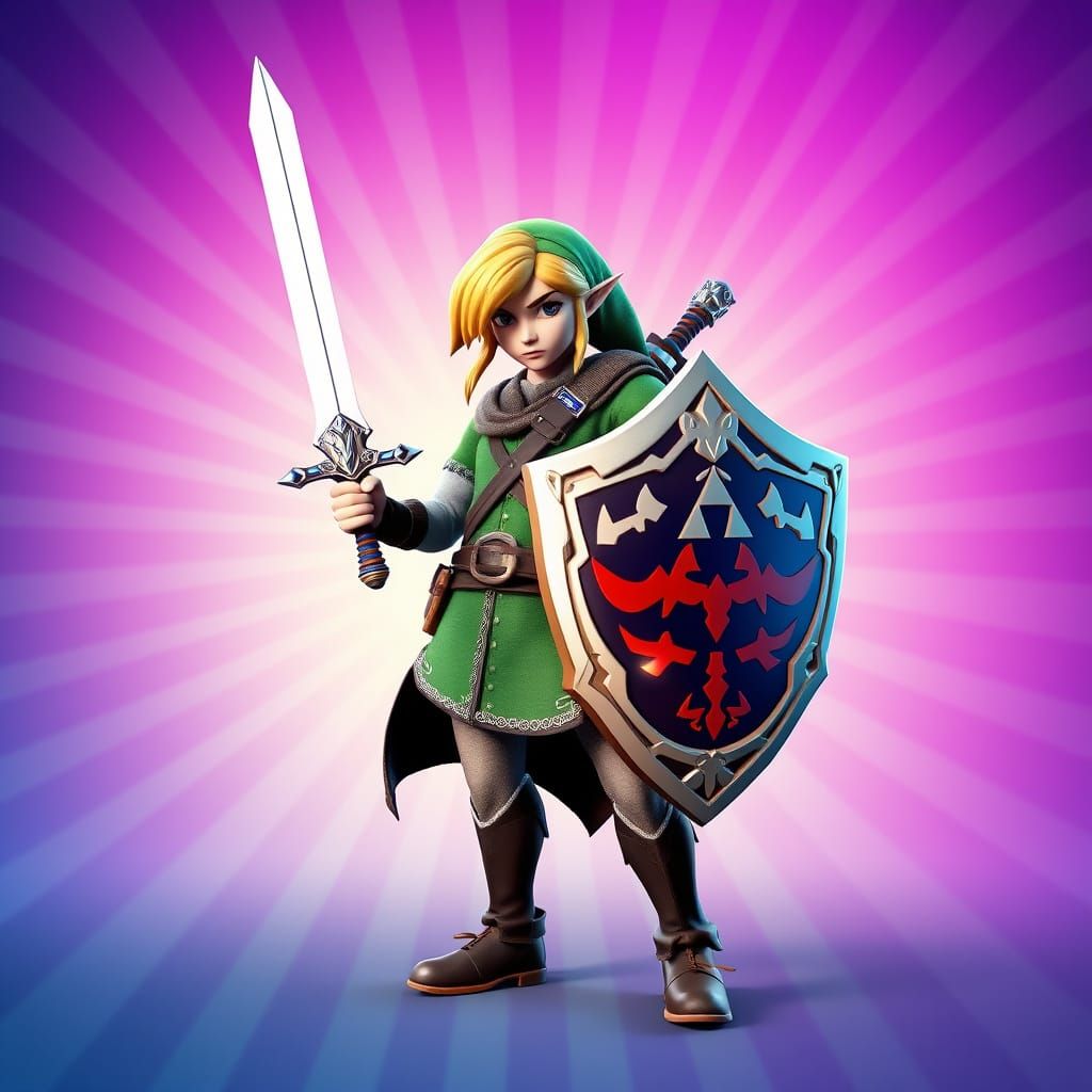 Heroic Link from Legend of Zelda in Vibrant 4K Digital Art