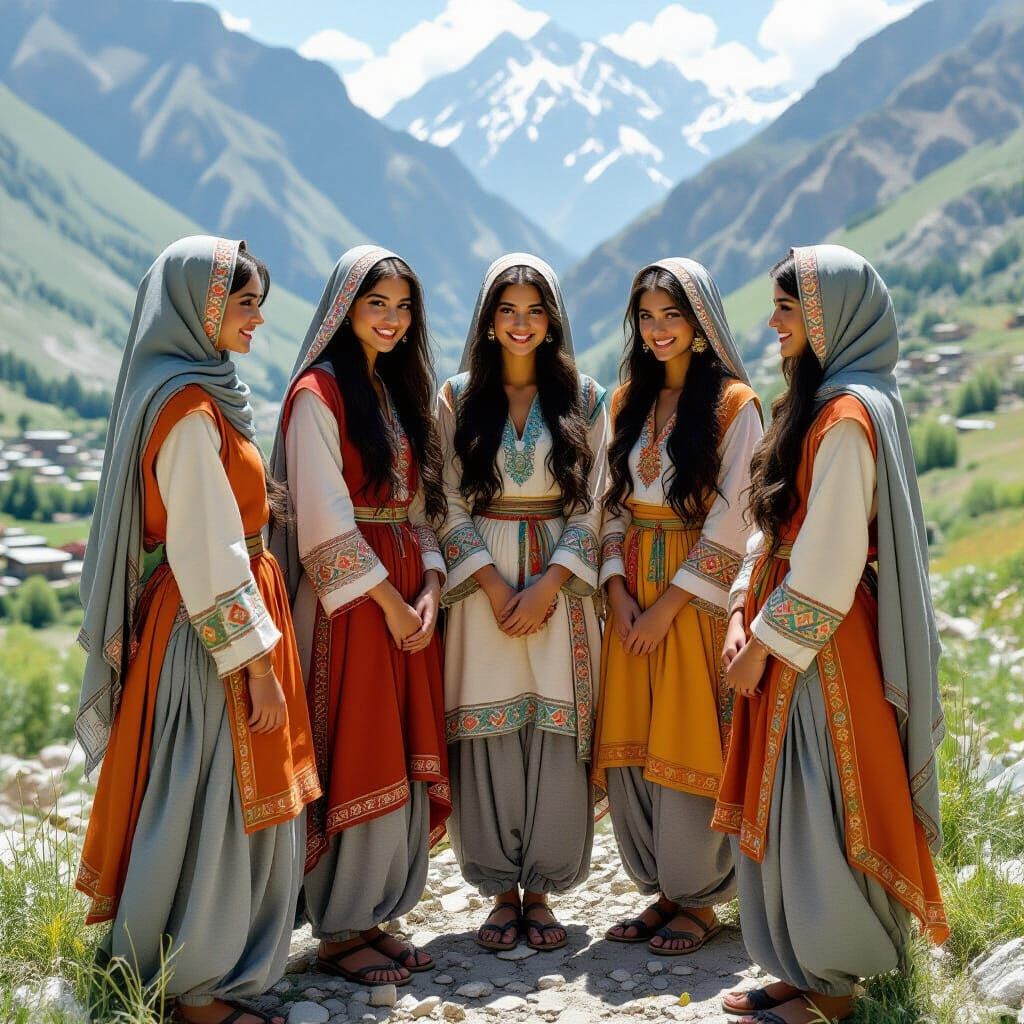 Hunza Valley Girls in Traditional Attire