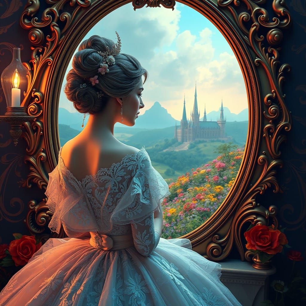 Enchanting Portrait in Whimsical Rococo Style