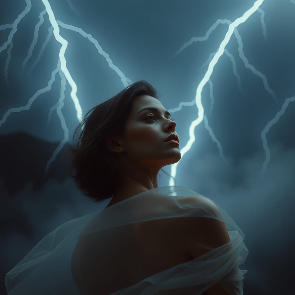 Ethereal Pinup Goddess Illuminated by Soft Lightning