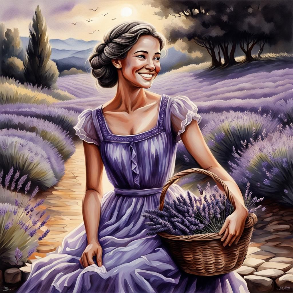 Beautiful woman in the lavender field