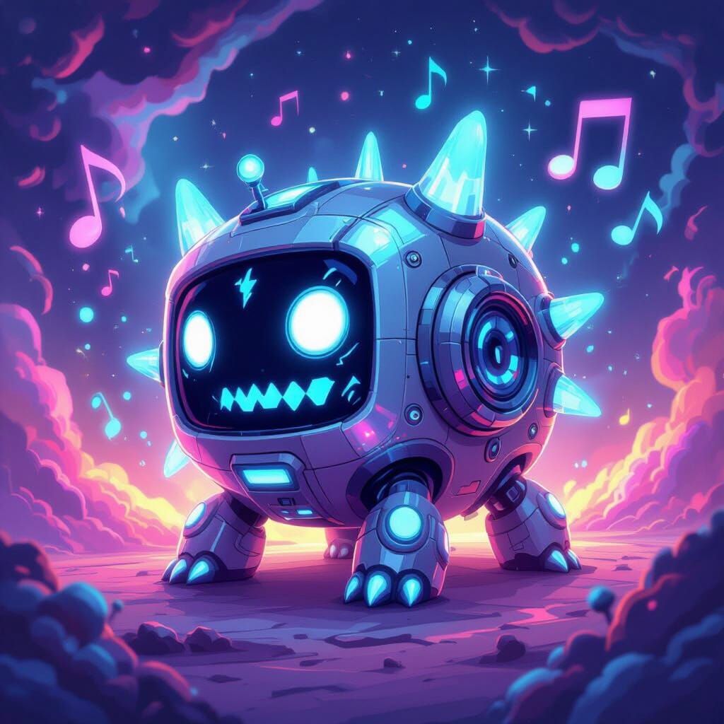 Wubbox Character Art in Cosmic Nebula