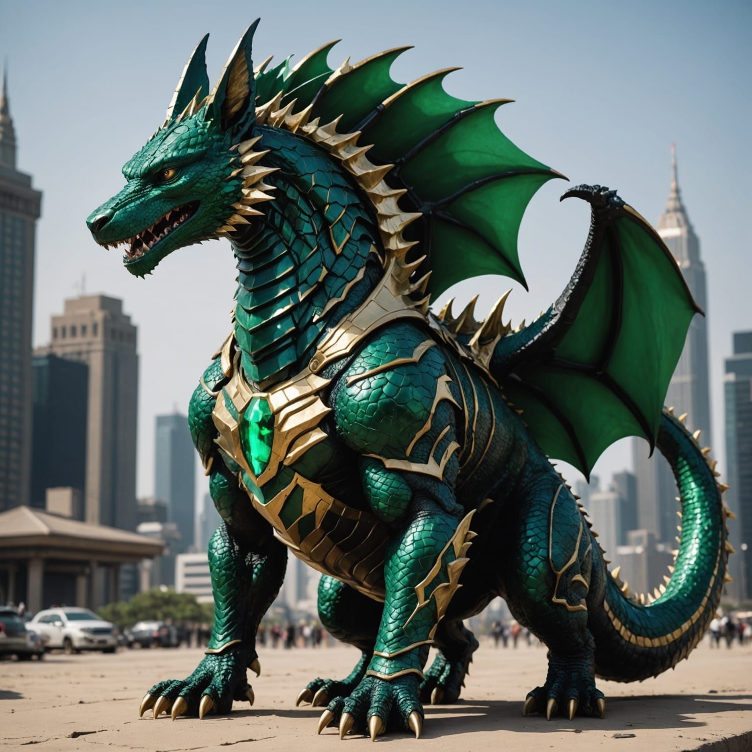 Emerald Anubis Godzilla Dragon Hybrid Creature