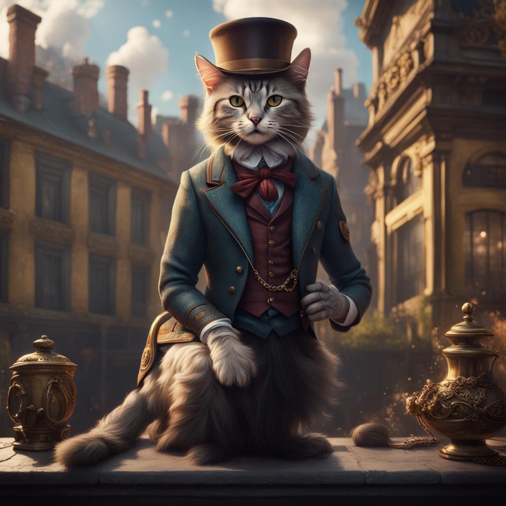 Old Fashioned Dapper Cat: Detailed Matte Painting