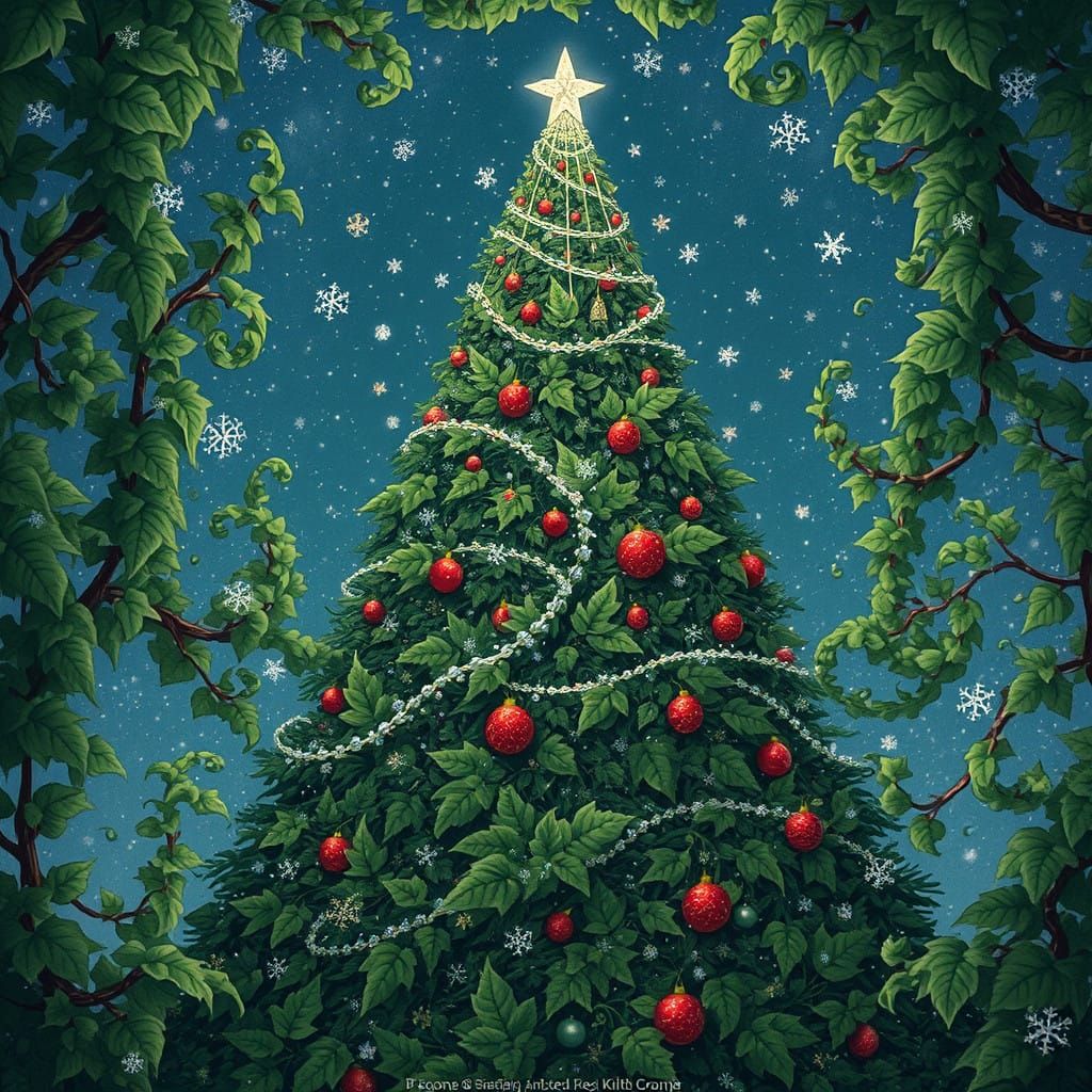 Ethereal Christmas Tree in Whimsical Winter Wonderland