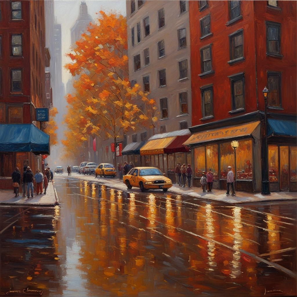 Autumn in New York: Oil Painting