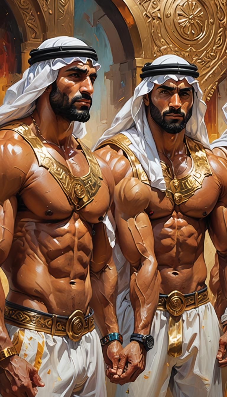 Middle Eastern Men Relaxing After Workout