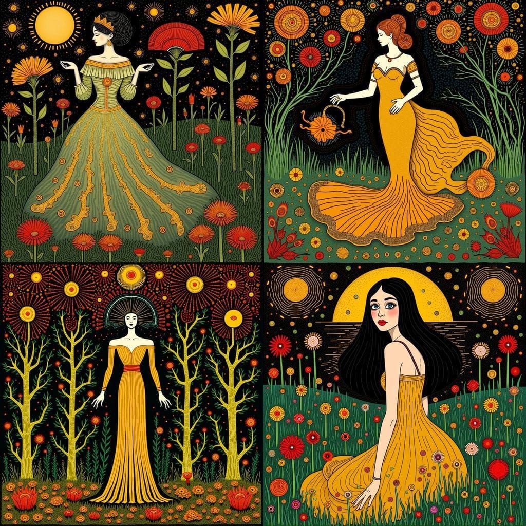 Enchanted Garden in Art Nouveau Style