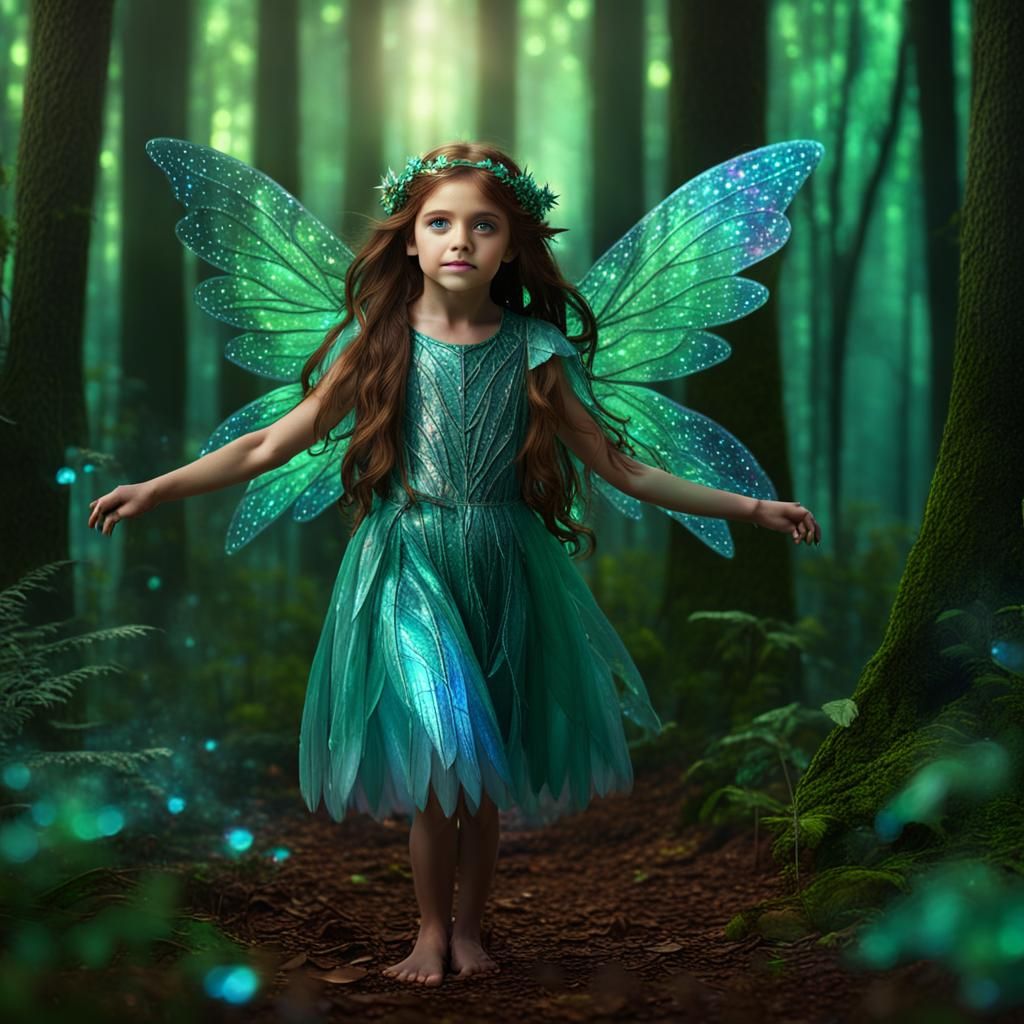 Girl with Fairy Wings in Forest: Matte Painting