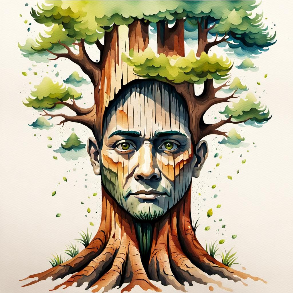 Sequoia Face in Watercolour Plasticien Style