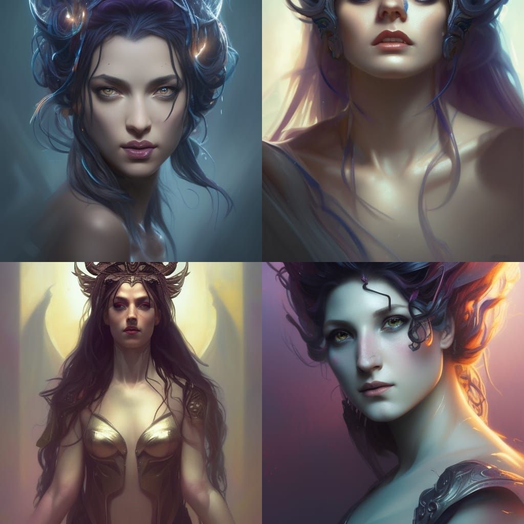 Goddess of Night Portrait in Hyperdetailed Style