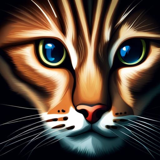 Intense Cat Eyes in Dark Night Portrait