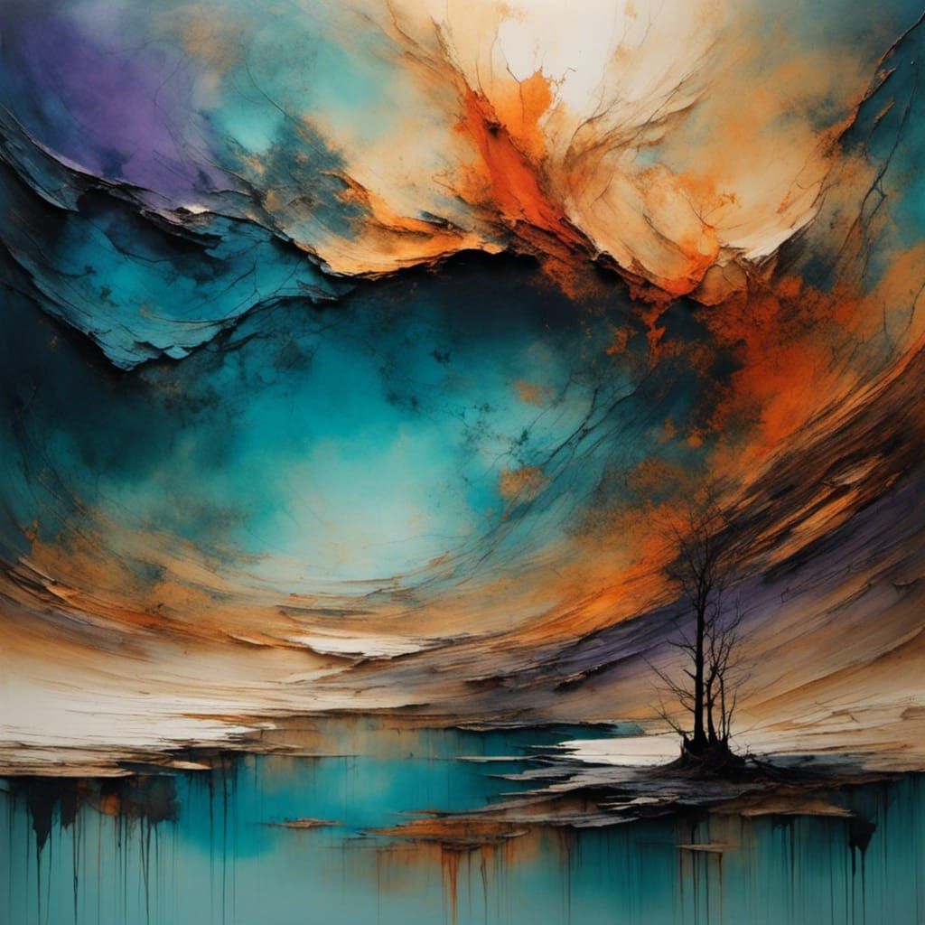 Elegant Galaxy Landscape in Fluxus Style