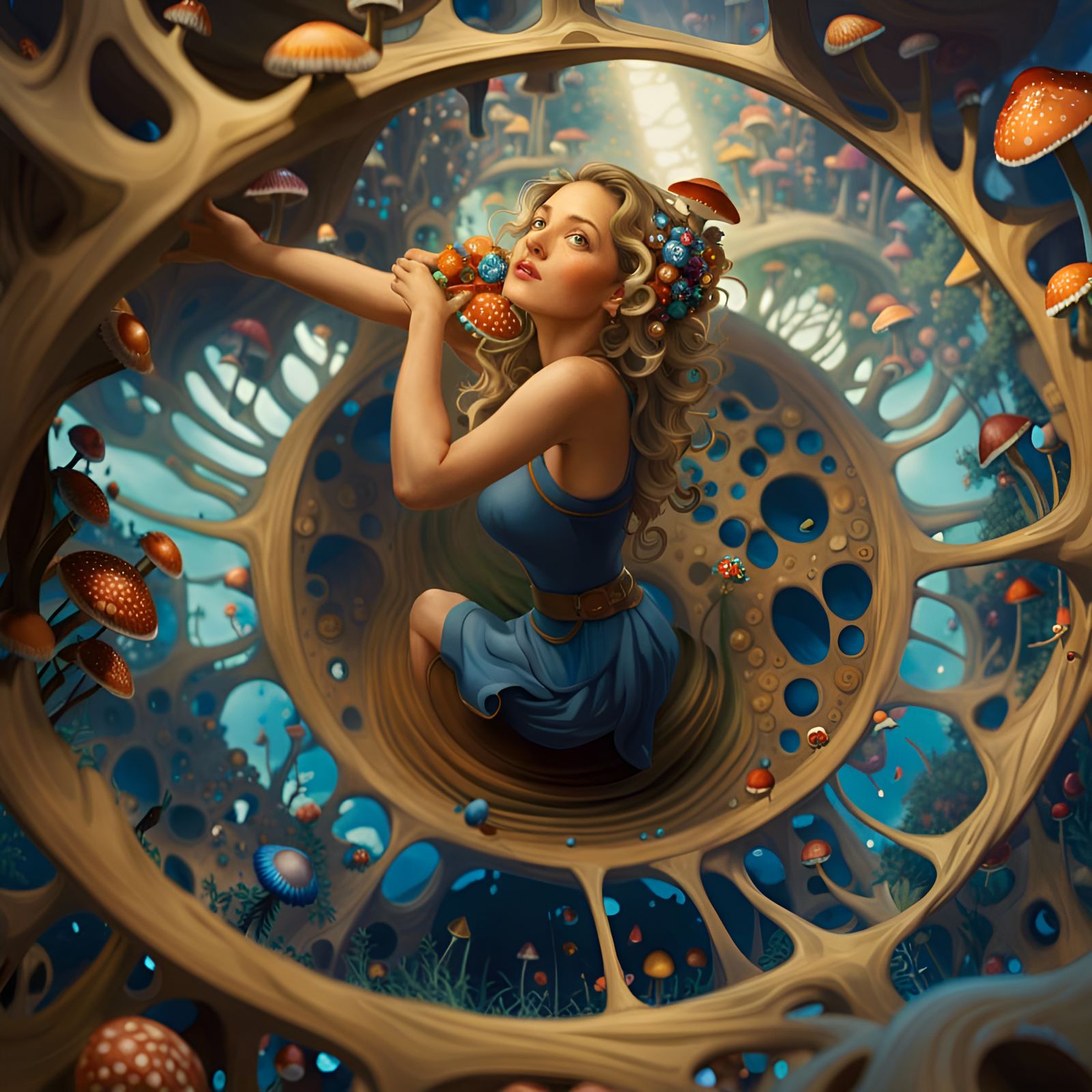 Magical Mushroom City Inside Nature Portal Vortex