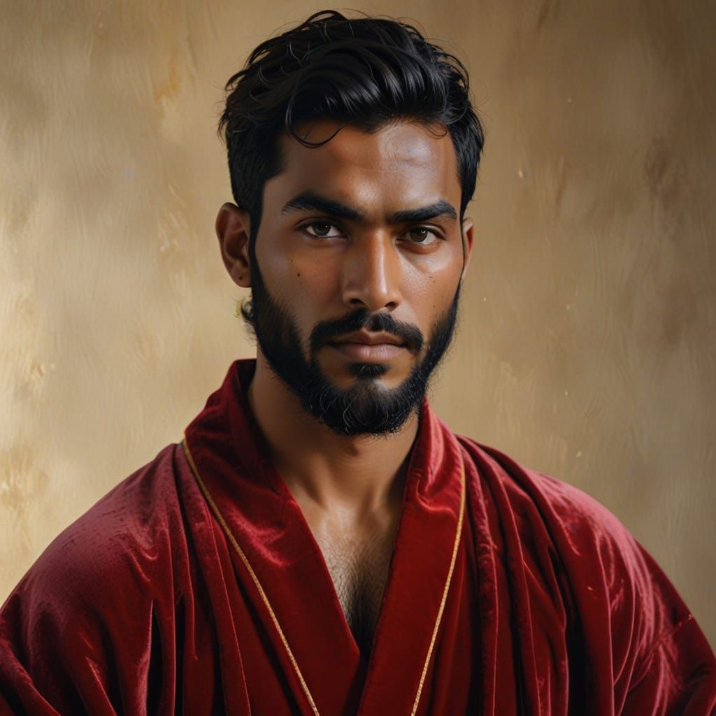 A Handsome Tamil Man in Vibrant Velvet Robes