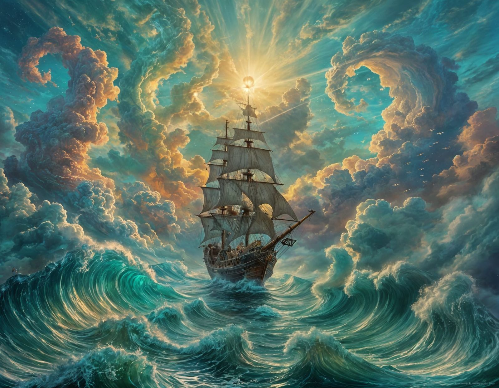 Ethereal Seascape in Surrealistic Digital Art Style