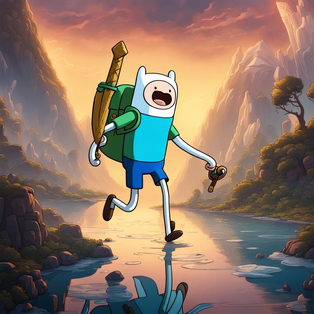 Finn from Adventure Time in Detailed Matte Painting
