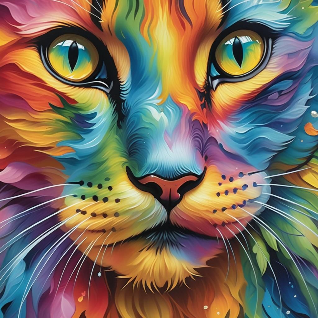 Vibrant Cat in Ethereal, Hyperdetailed Fantasy Setting