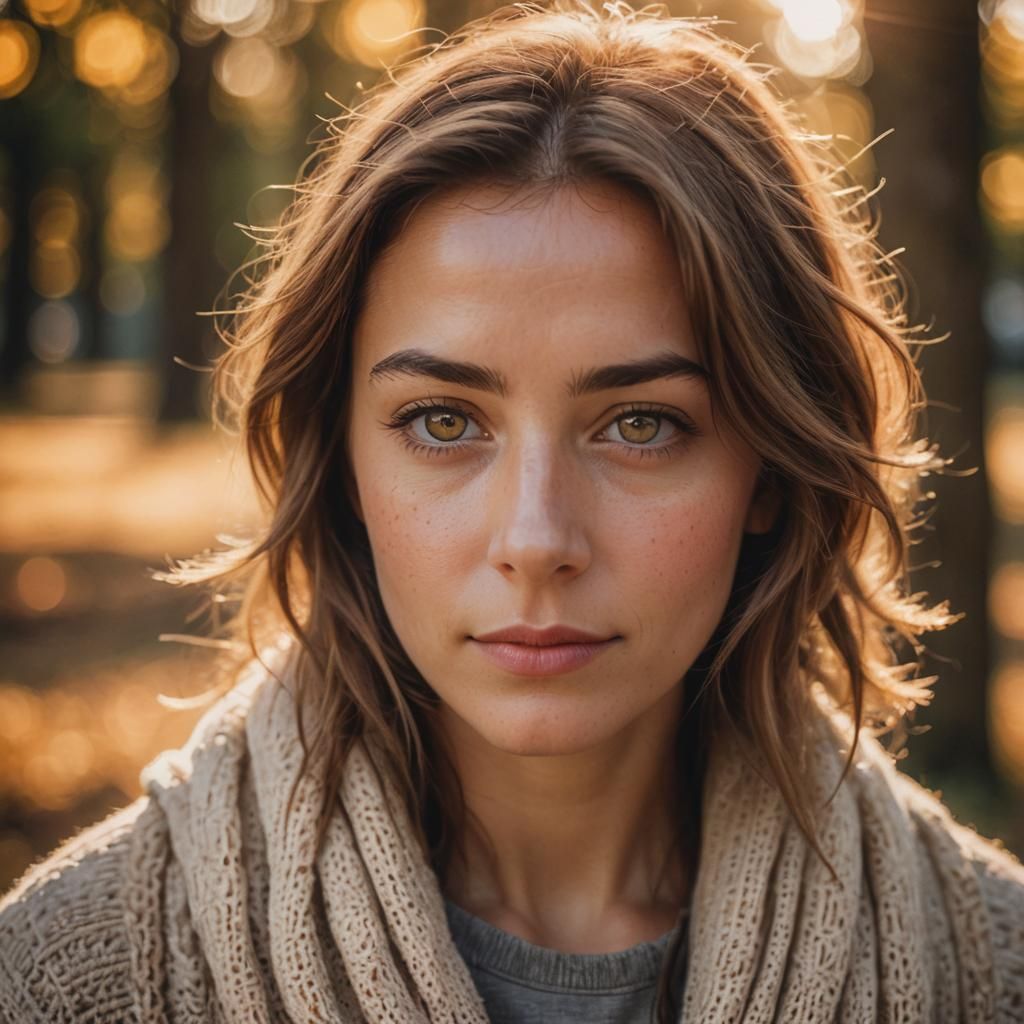 Hazel-Eyed Woman in Natural Light Portrait