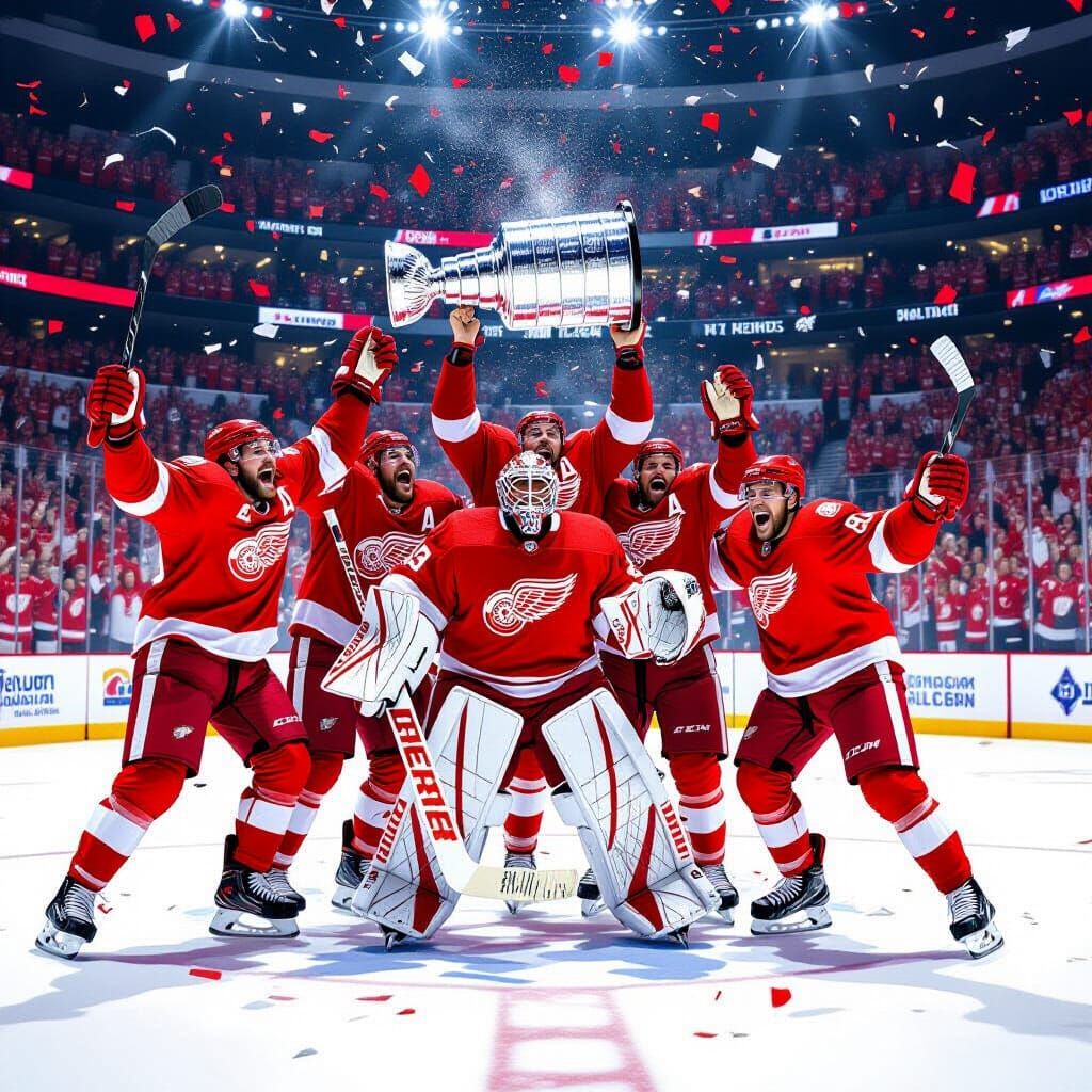 Detroit Red Wings Win Stanley Cup: Vibrant Splash Art