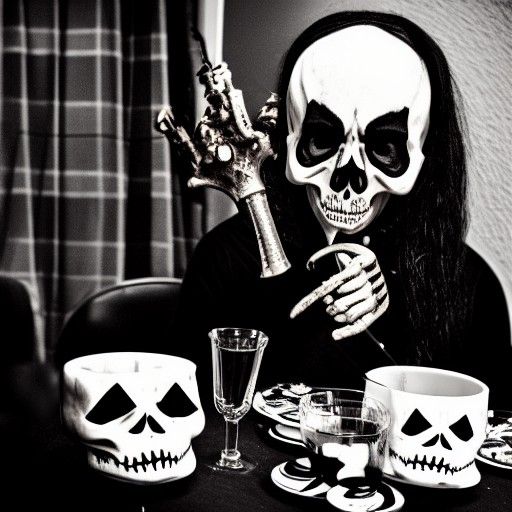 Dark Black Metal Skeletons' Halloween Feast