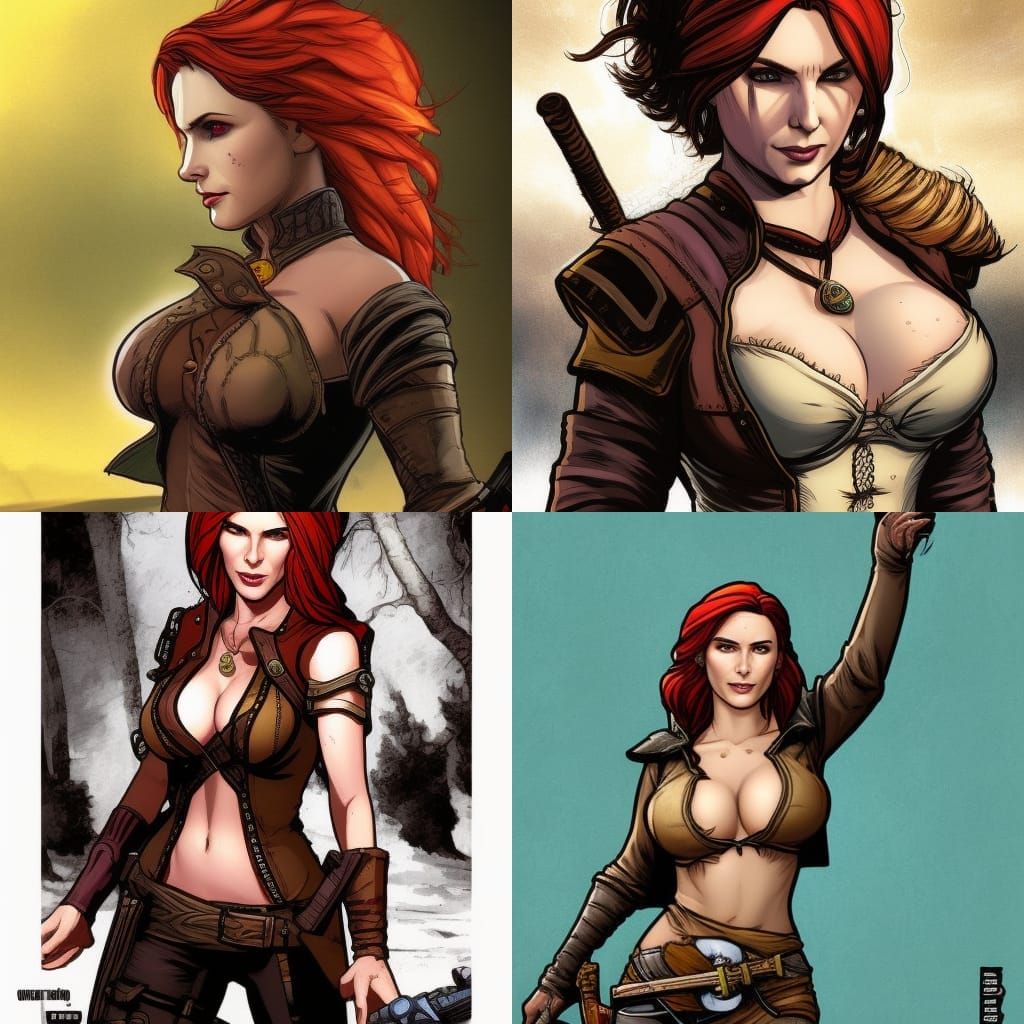 Triss Merigold in Borderlands Comic Book Style