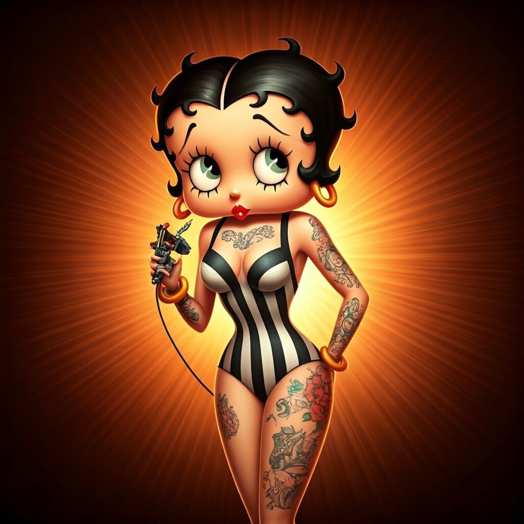 Betty Boop Tattoo Queen in 3D Cartoon Style