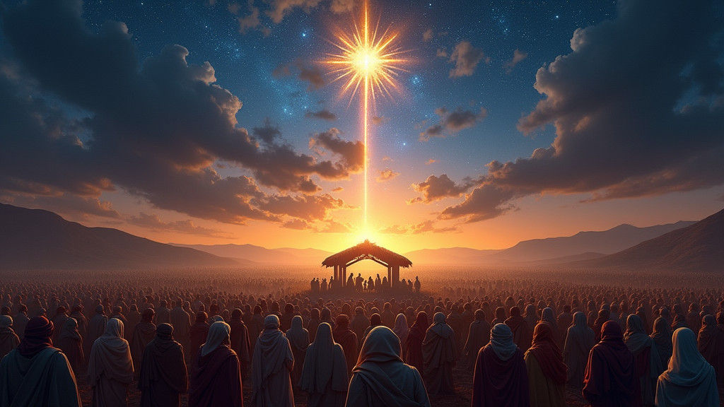 Majestic Nativity Scene with Starry Glow in Renaissance Styl...