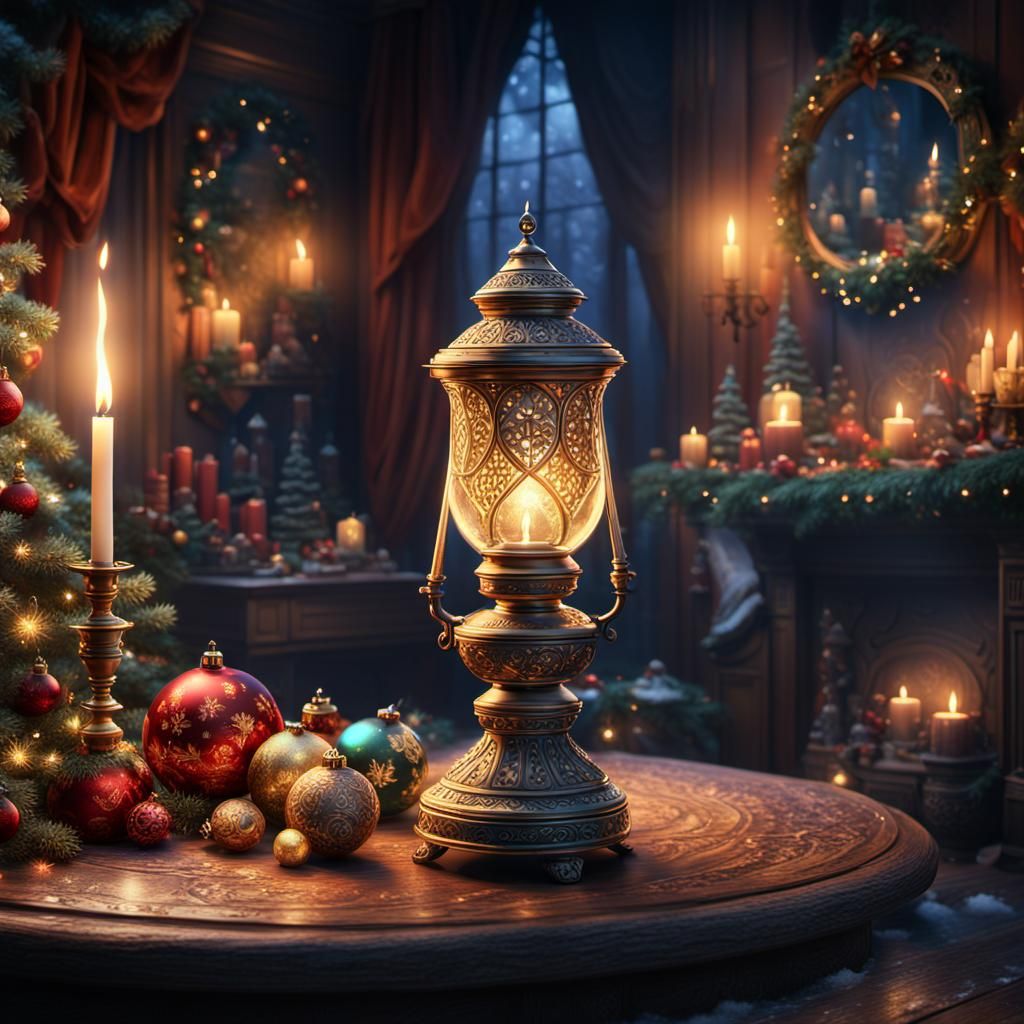 Enchanted Christmas Room with Oil Lamp