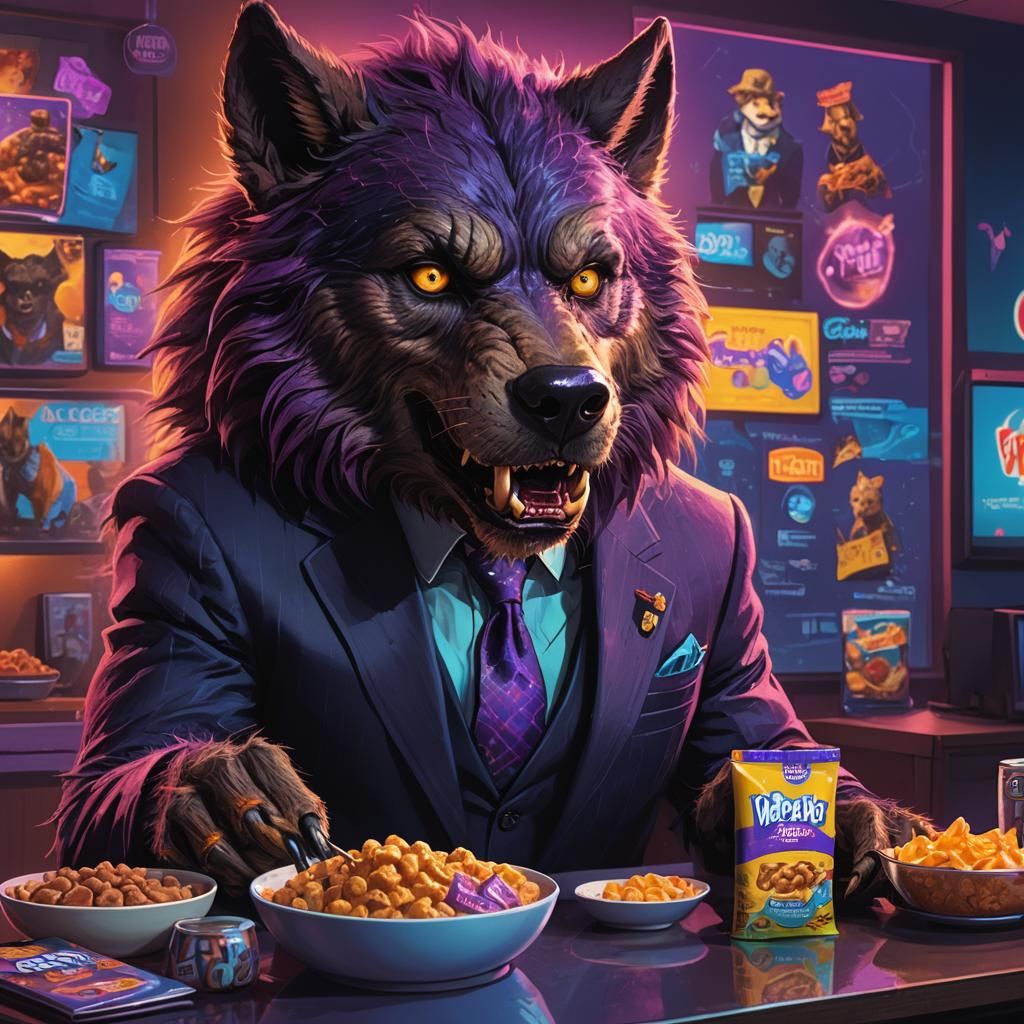 Werewolf in Suit Advertising Pet Food, Concept Art