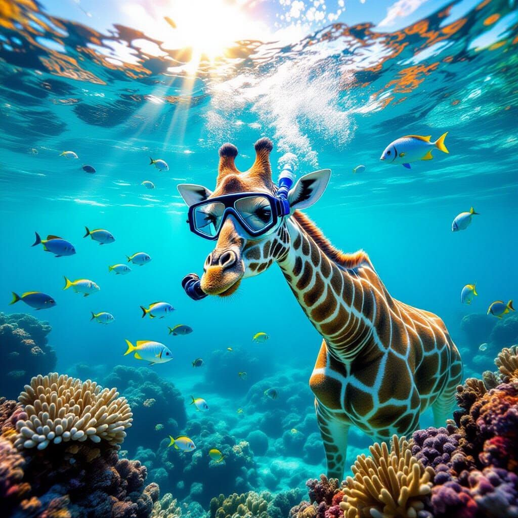 Giraffe Scuba Diving at Great Barrier Reef