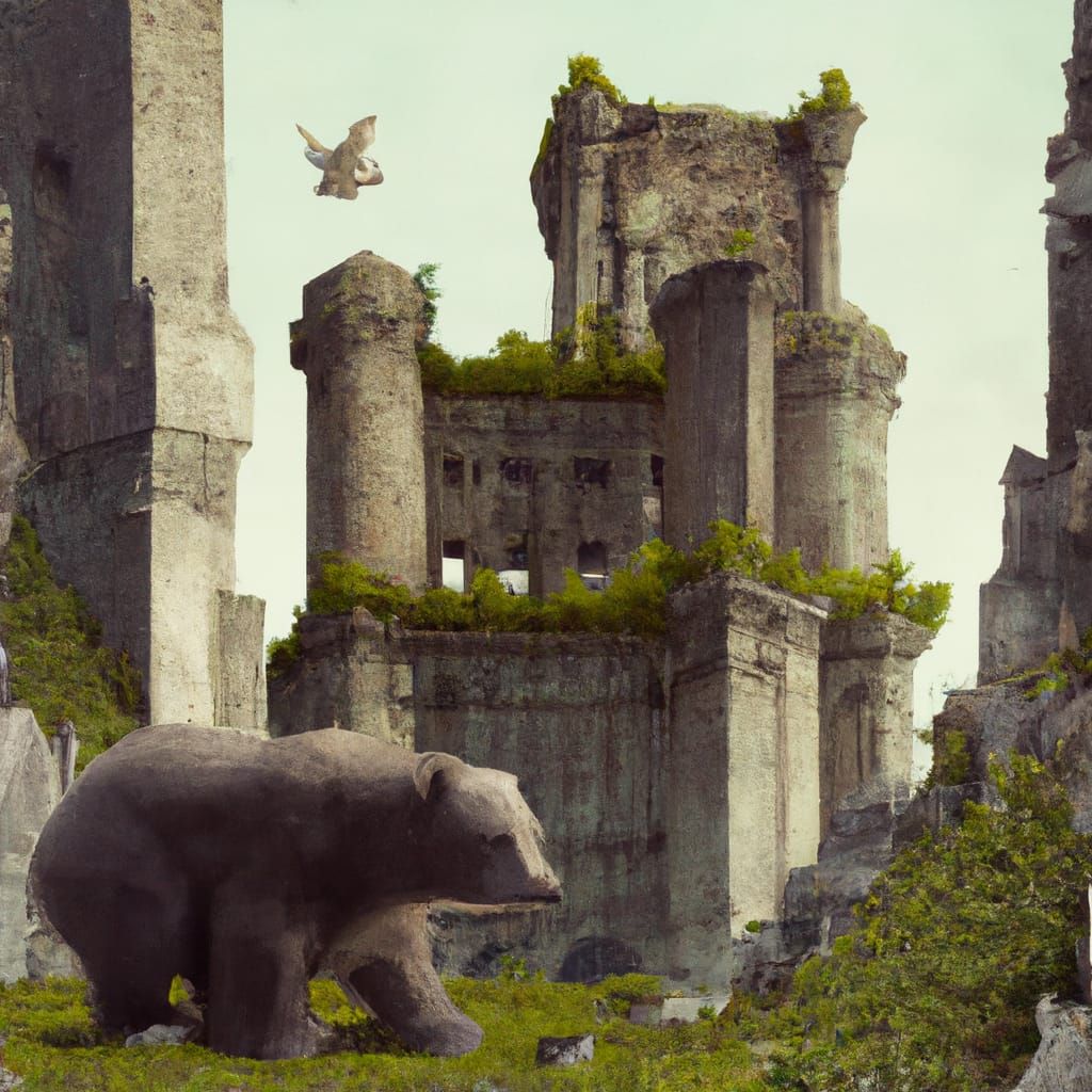 Bear Explores Overgrown Fantasy Castle Ruins