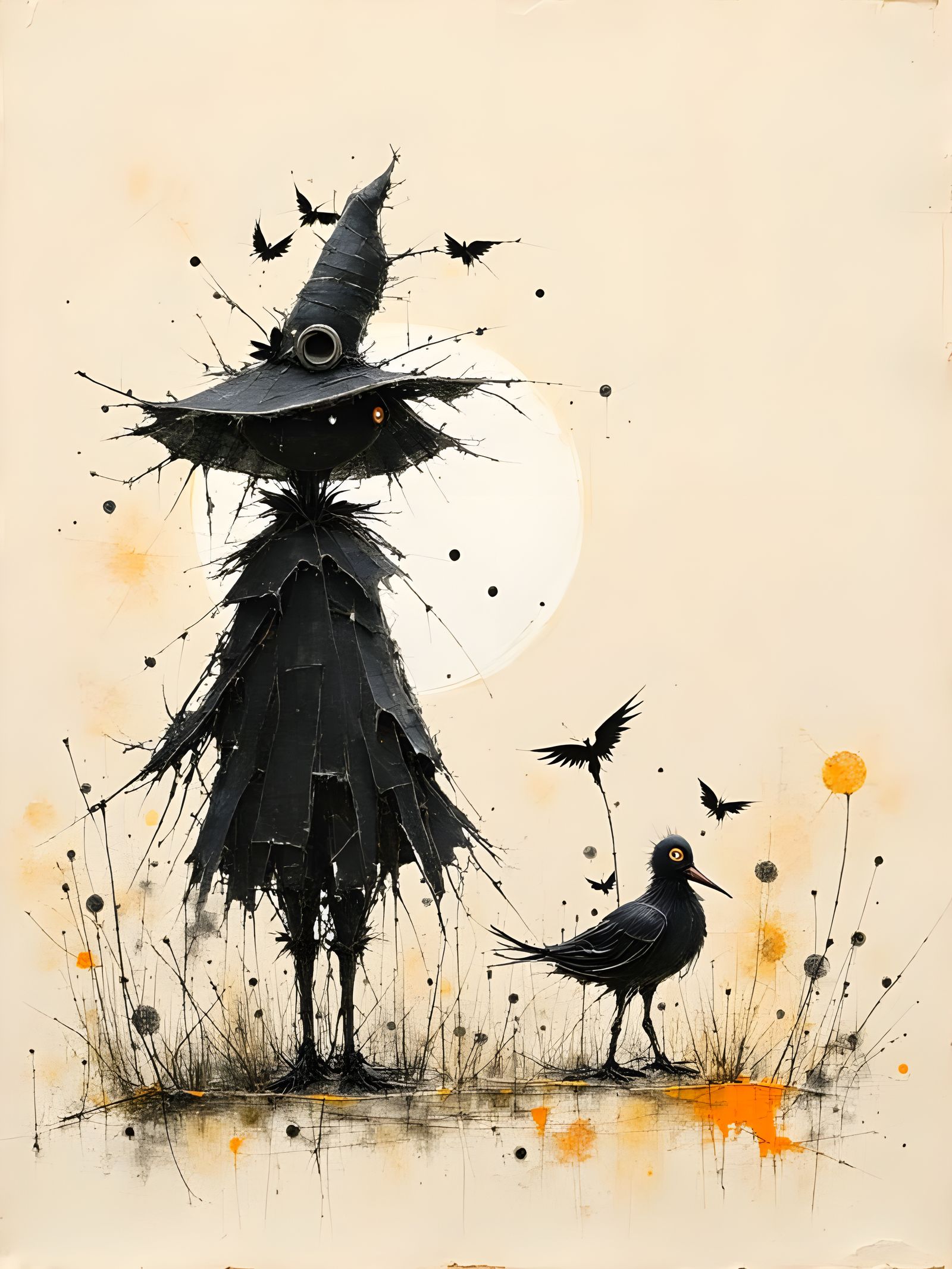 The lone Scarecrow quickly made friends. 😄