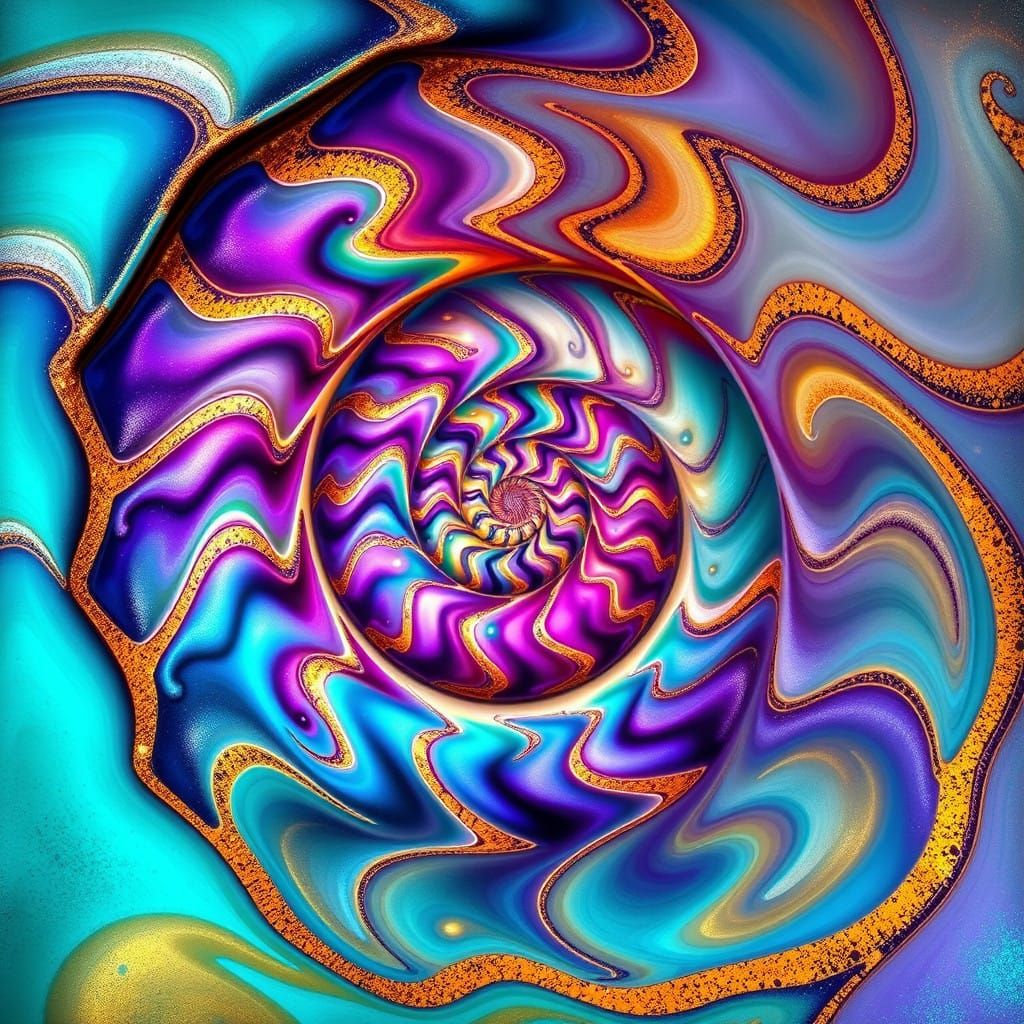 Seashell Spiral in Vibrant Iridescent Hues