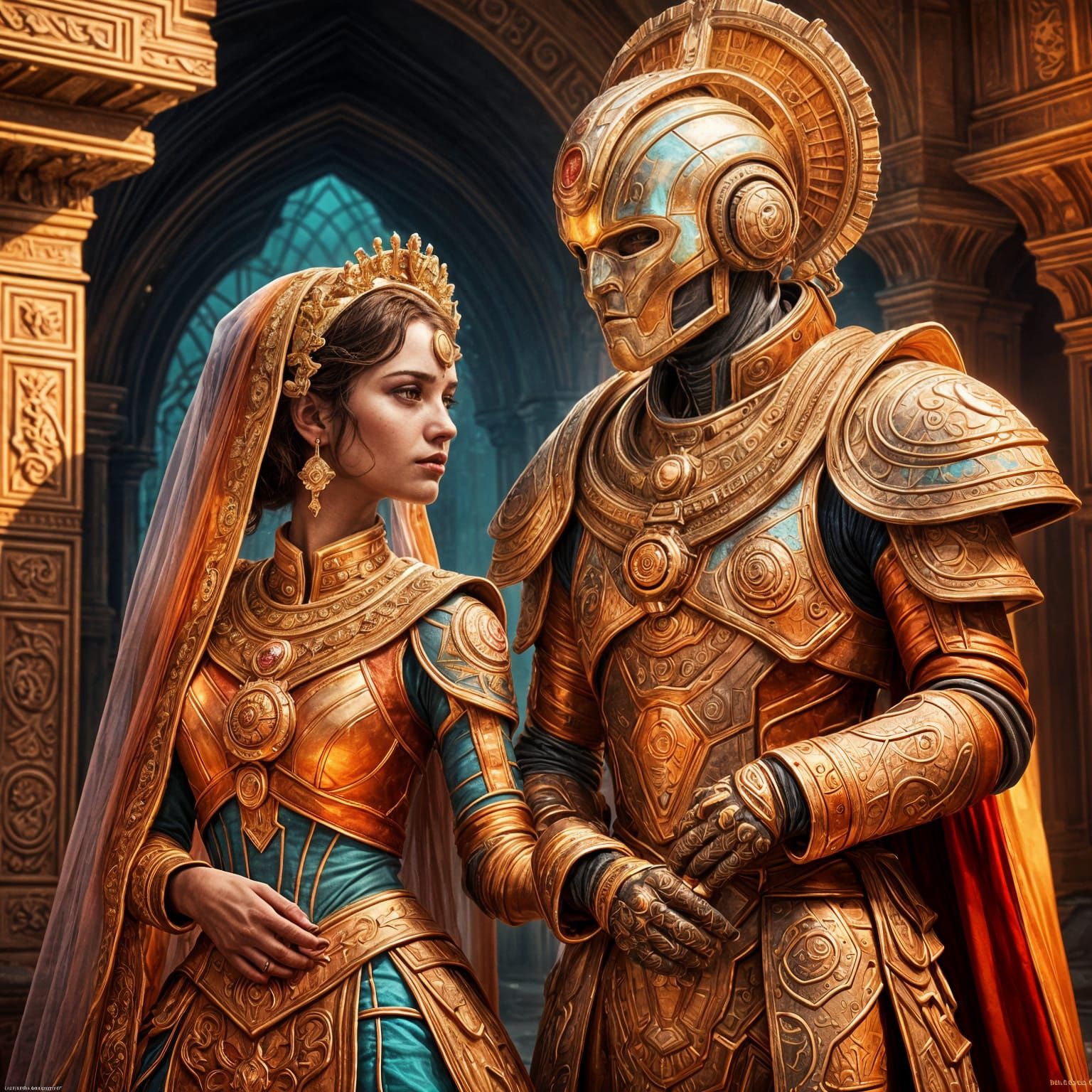 Hyperrealistic Martian Wedding in Splash Art Style