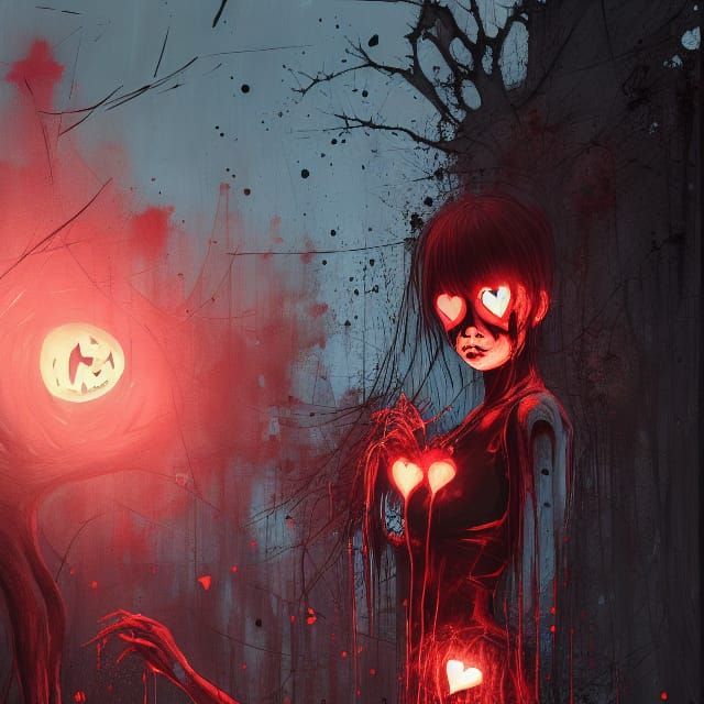 Terrifying Halloween Heart in Horror Style
