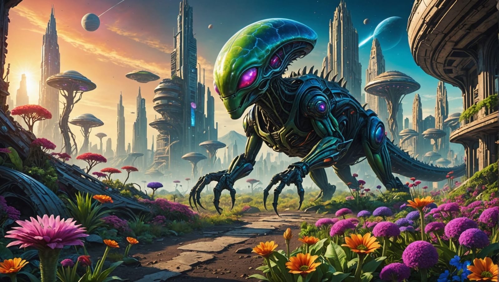 Earth Under Alien Rule: A Vibrant, Cosmic Landscape